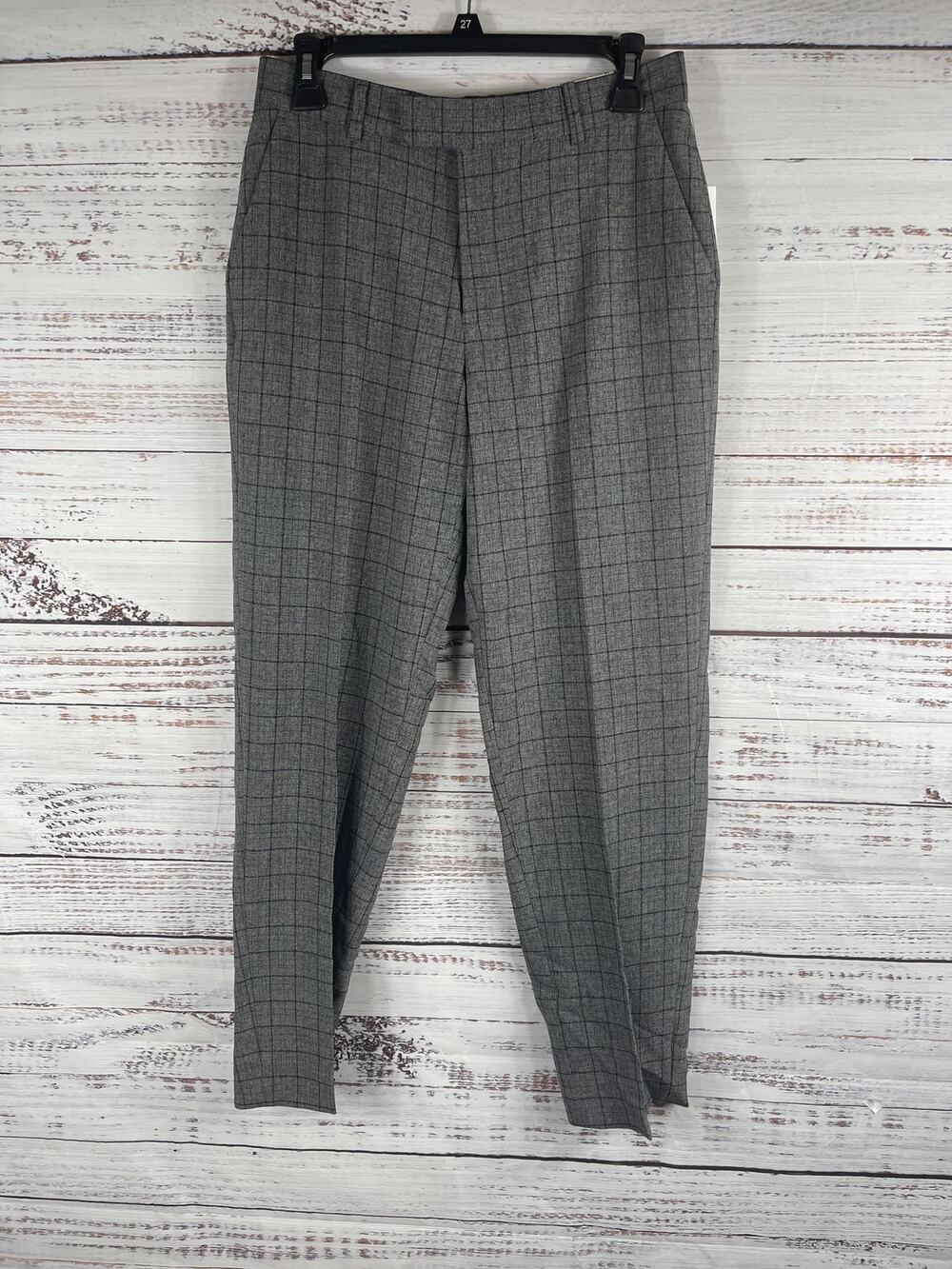 Calvin Klein Dress Pants Women's 18 Gray Plaid Slim Fit Stretch Suit Separates